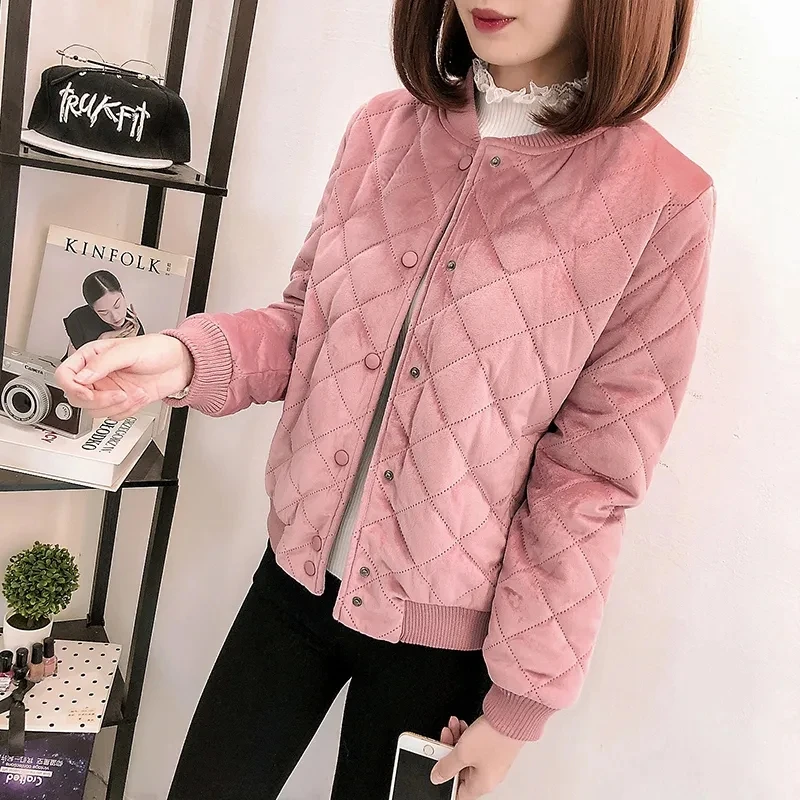 2024 New Autumn Winter Puffer Coat Women\'s Jacket Korean Loose Warm Coat Short Style Baseball Uniform Tops Woman Clothing Parkas