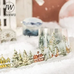 JIANWU 40mm*200cm Winter Series Vintage Snow Tree Material Collage Landscaping PET Tape Creative DIY Journal Stationery