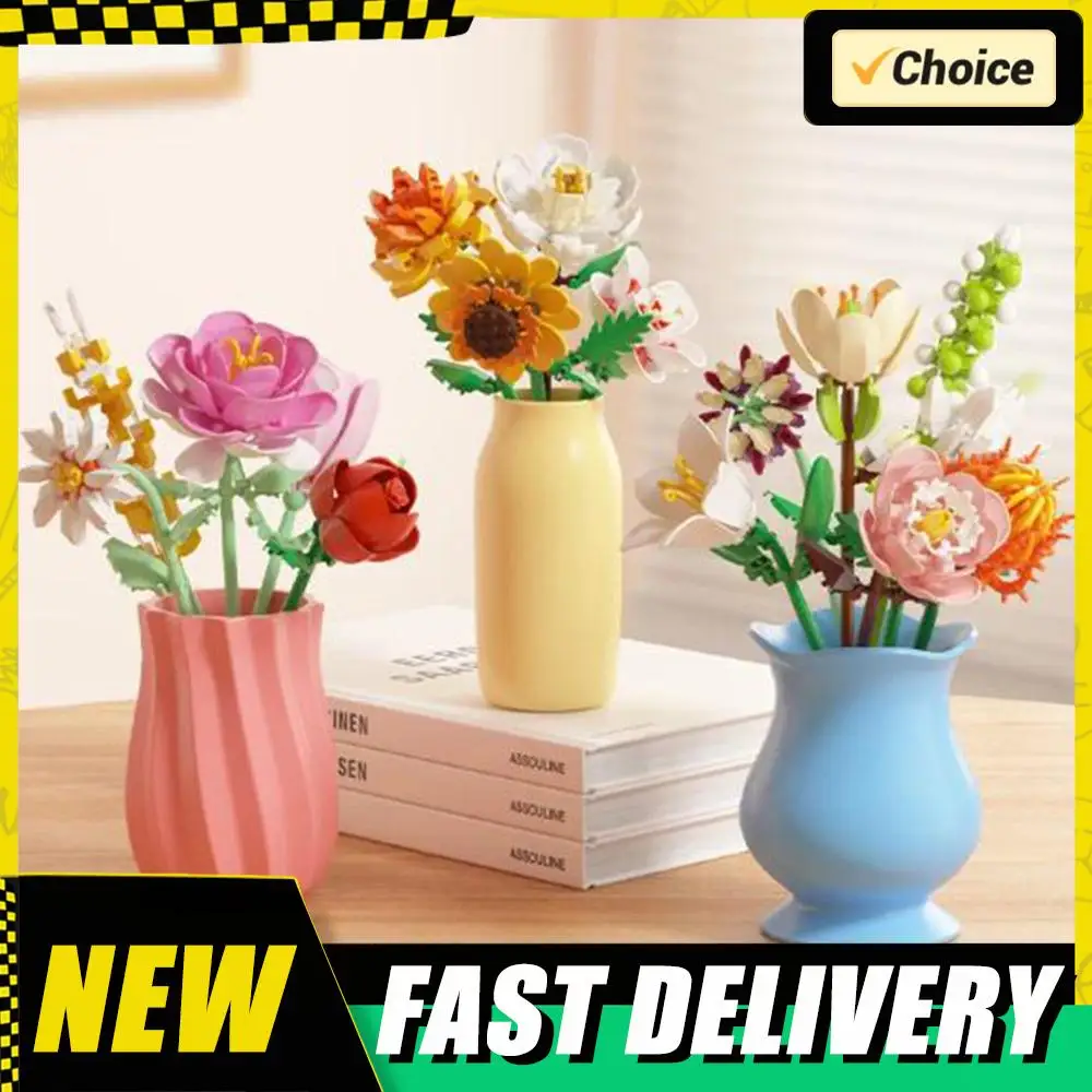 

24-Day Blooming Countdown Calendar Flowers Building Blocks Toy Christmas New Year Valentine's Day Holiday Gift Decor Flower Set