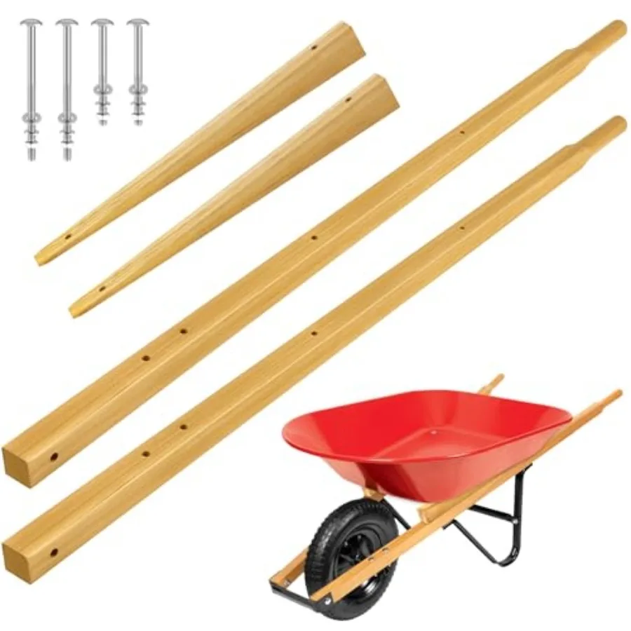 

Wood Replacement Wheelbarrow Handles Kit with 304 Stainless Nuts and Bolts, Includes 2 Wedges Tough Seal Coat and Pre-Drilled H