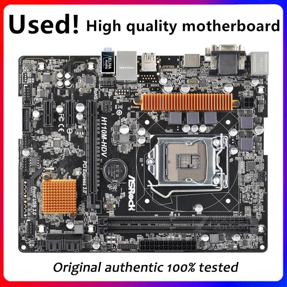 

Для ASRock H110M-HDV LGA1151 оригинальный б/у настольный компьютер Intel H110 DDR4 32 ГБ материнская плата LGA 1151 USB3.0 SATA3