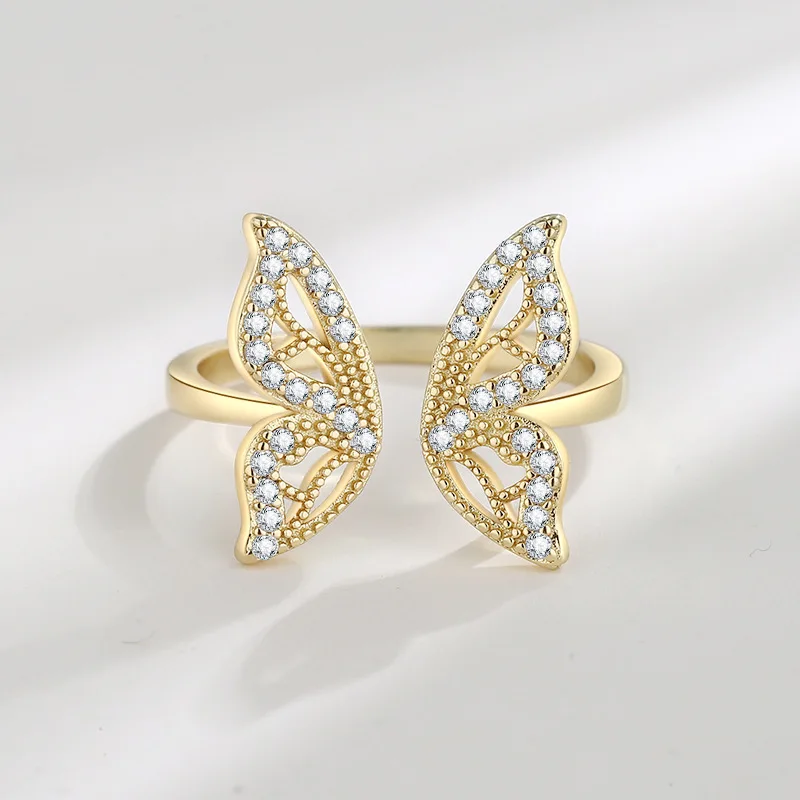 Hollow Butterfly Cutout Open Adjustable Rings Minimalist Cold Style Ring for Women Fashion Statement Jewelry Wholesale