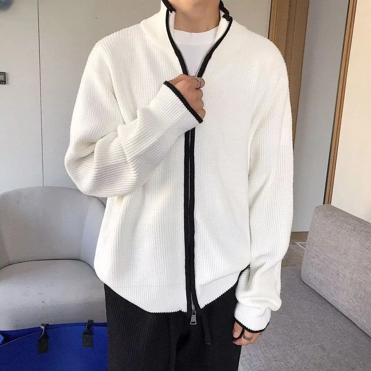 

Faionable Long Sve Open Cardigan Sweater Artistic Laid-ba Sle Japanese Retro Knitted Top for Men And Women