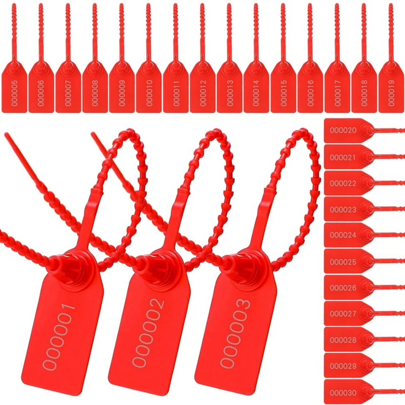 SOFT-300 Pcs Plastic Tamper Seals, Numbered Zip Ties Security Tags Safety Seals Disposable Self Locking Signage 250Mm