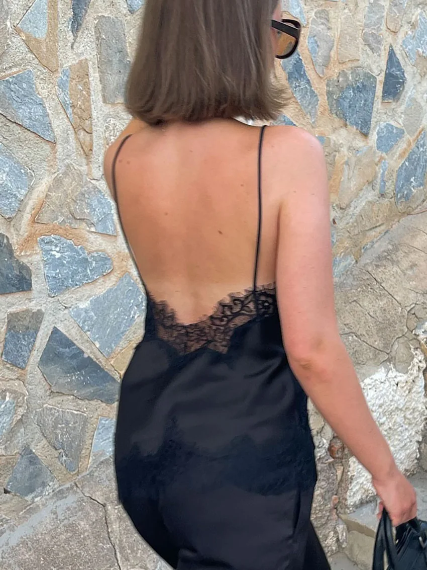 2025 Y2K Asymmetrical Slip Tank Tops Fashion Women Camis Lace Black Off Shoulder Crop Top Sleeveless Backless Summer Holiday Tee image 3