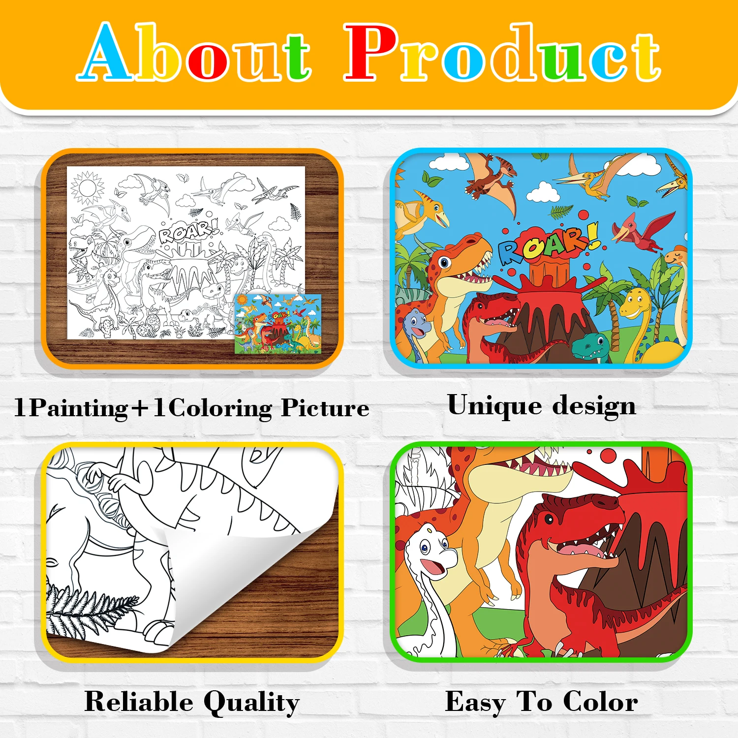 Libros para colorear del mundo de los dinosaurios, mantel grande para colorear, suministros para fiesta de cumpleaños, recuerdo para niños, 110x80cm ﻿