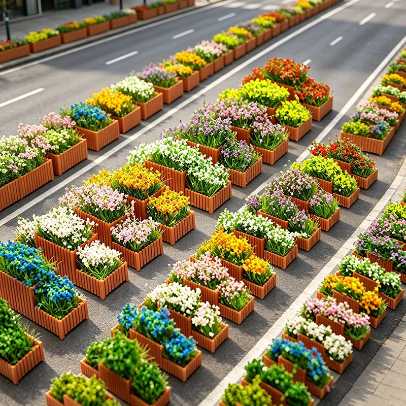 15pcs/set Mini Simulation Flower Bed Grass Cluster Model Multi-scale Road Greenery Model Garden Flowerpot Materials  Diorama
