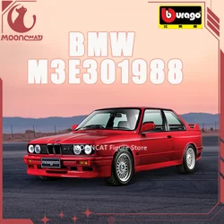 Bburago 1:24 BMW M3 E30 1988 3 Series Car Model Supercar Alloy Car Static Diecast Vehicles Model Miniature Scale Collectible Toy