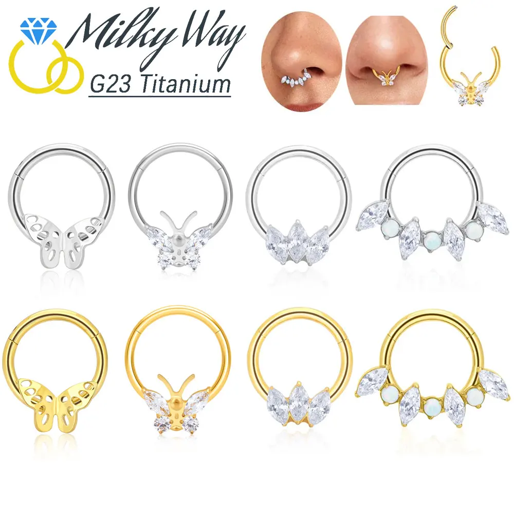 

Luxury ASTM F136 Titanium Earrings Butterfly Nose Rings Fashion Septum Hoop Ear Cartilage Tragus Piercing Jewelry For Women