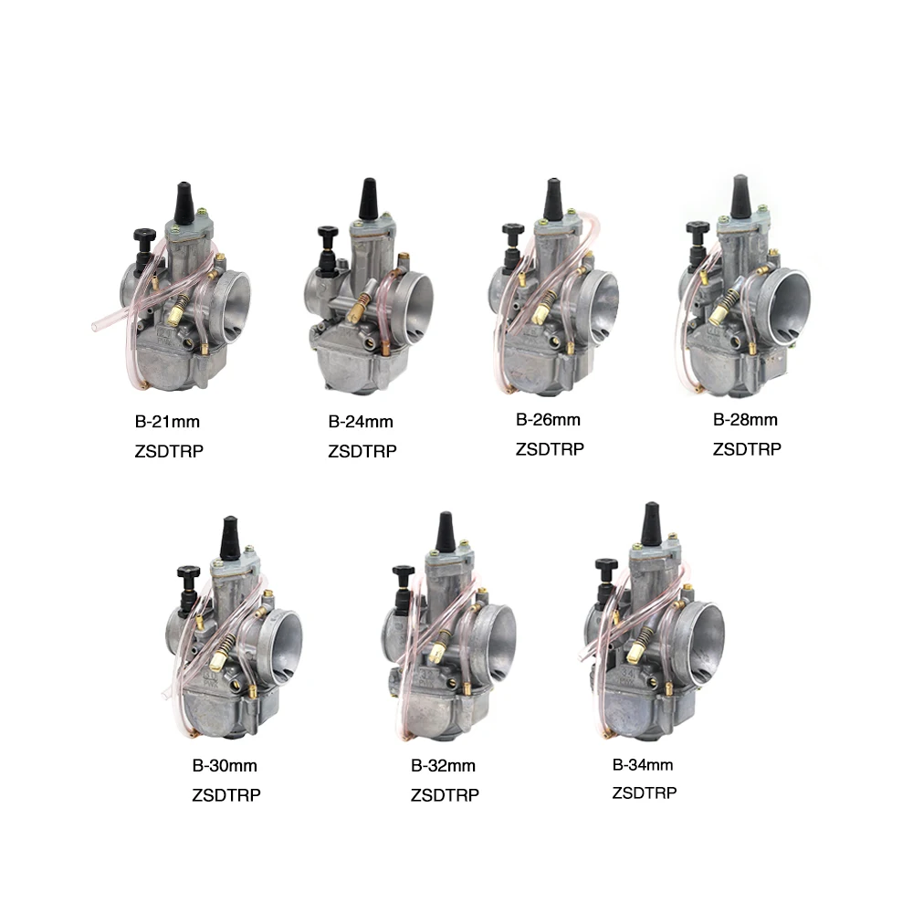 ZS MOTOS Universal 2T 4T For Keihi PWK Carburetor 21 24 26 28 30 32 34 mm With Power Jet Main jet Idle jet Rubber interface