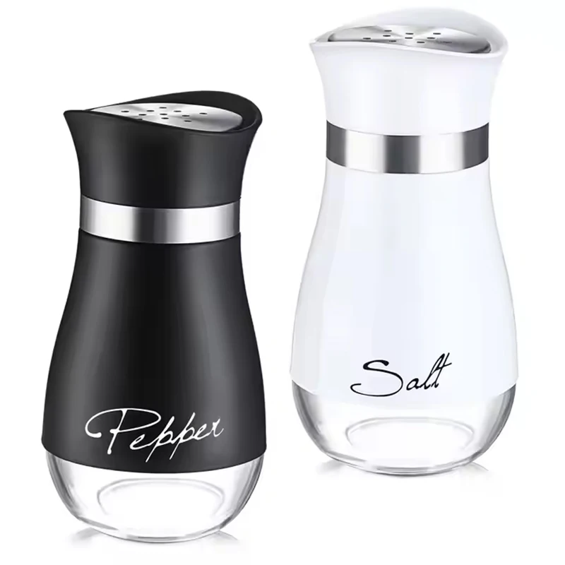 

2Pcs Glass Spice Bottle Adjustable Refillable Salt and Pepper Shakers Black Pepper Grinder Spice Glass Salt Bottle for Household