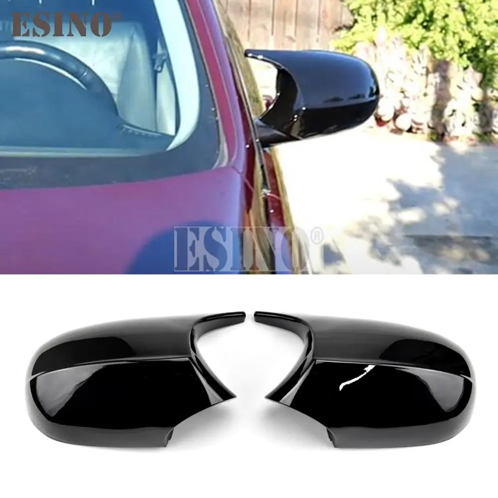 

2 x ABS Bright Black Oxhorn Style Rearview Side Mirror Replacement Covers Cases For BMW E87 E88 E81 E82 E90 E91 E92 E93 LCI