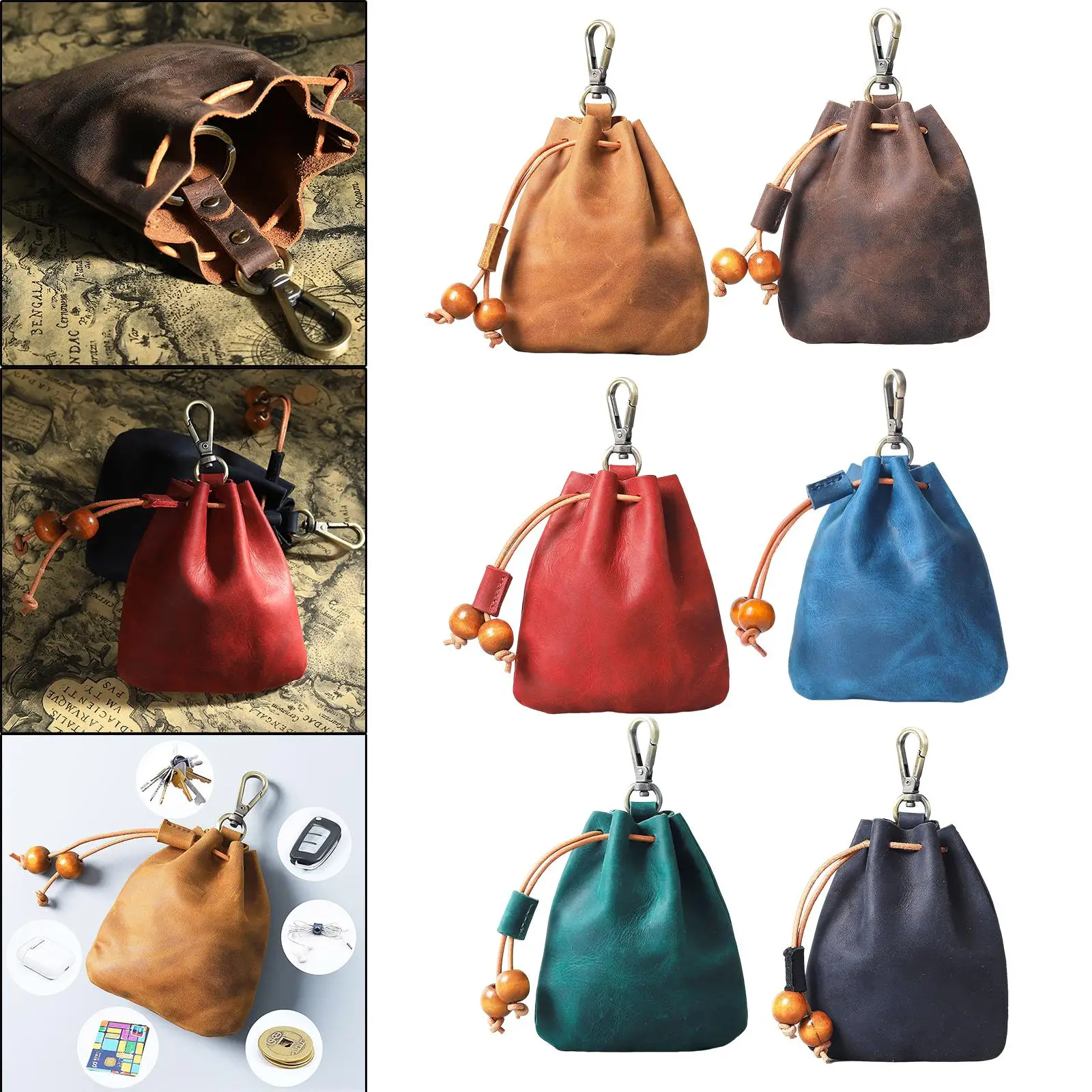 Portmonetka ze sznurkiem ze skóry PU, akcesorium do kostiumu, dla kobiet i mężczyzn