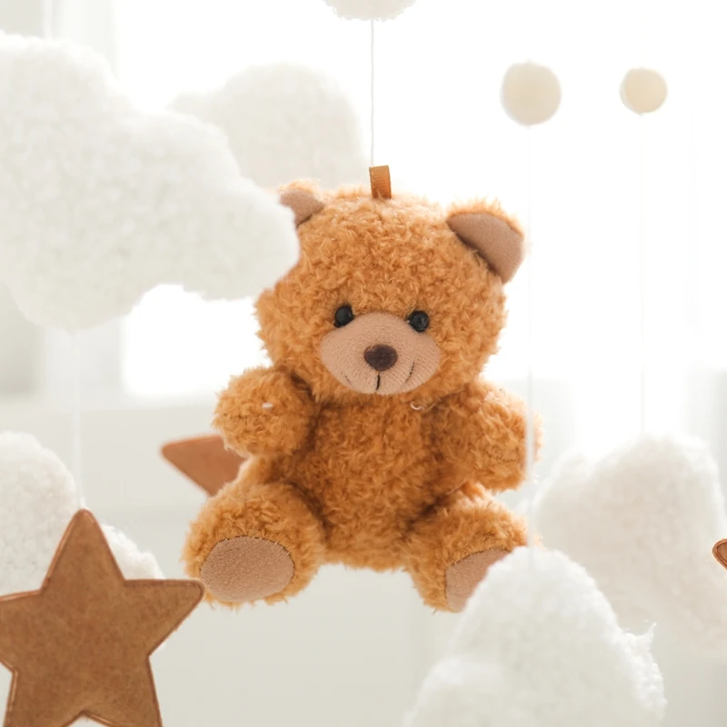Baby Krippe Mobile Rassel Spielzeug Für 0-12 Monate Cartoon Filz Wald Tier Bett Glocke Hängen Holz Halterung Mobile newbaby Rassel Spielzeug – Detail 16