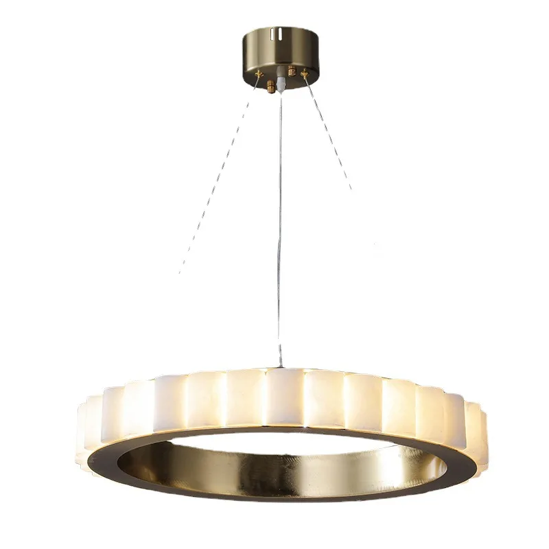 

Postmodern light luxury metal marble living room chandelier Nordic bedroom dining room round designer