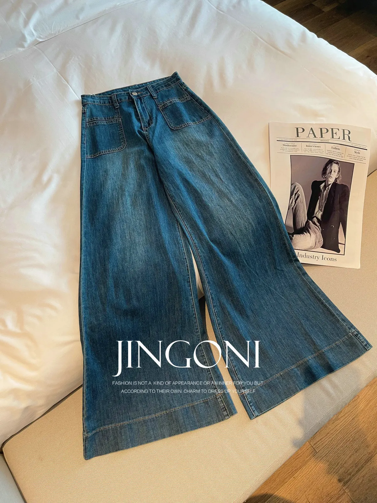 flared Jeans Wide Leg Pants Woman Clothing 2024 Autumn Y2K Korean Fashion Style New Elegant Luxury High Waist Vintage Trousers