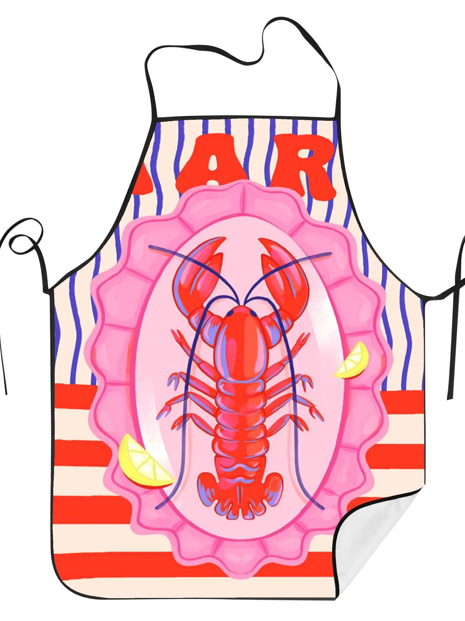 Retro Lobster Print Kitchen Apron - Vintage Seafood Label Art Chef Bib for Cooking Baking Party