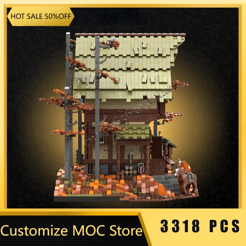 3318 Elementów MOC Średniowieczny Drewniany Dom Diorama Wykwintne Klocki Model Puzzle dla Dzieci Zabawki do Składania Prezent na Festiwal