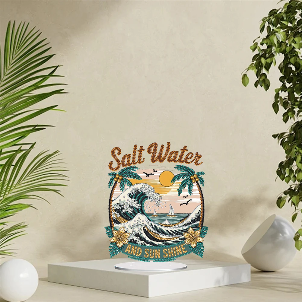 

Waves And Sun 2D Flat DIY Diamond Painting Desktop Decors Ornaments Kit for Home