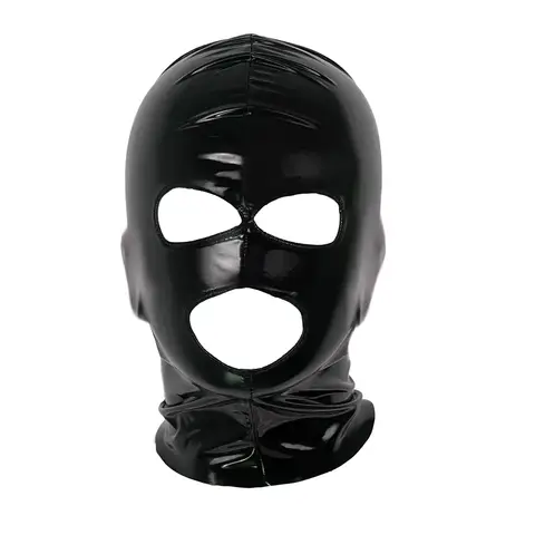 Adult Role Play Masquerade Accessories Unisex PU Leather Hood Face Mask Cosplay Costume Cover Head Open Eyes and Mouth Headgear