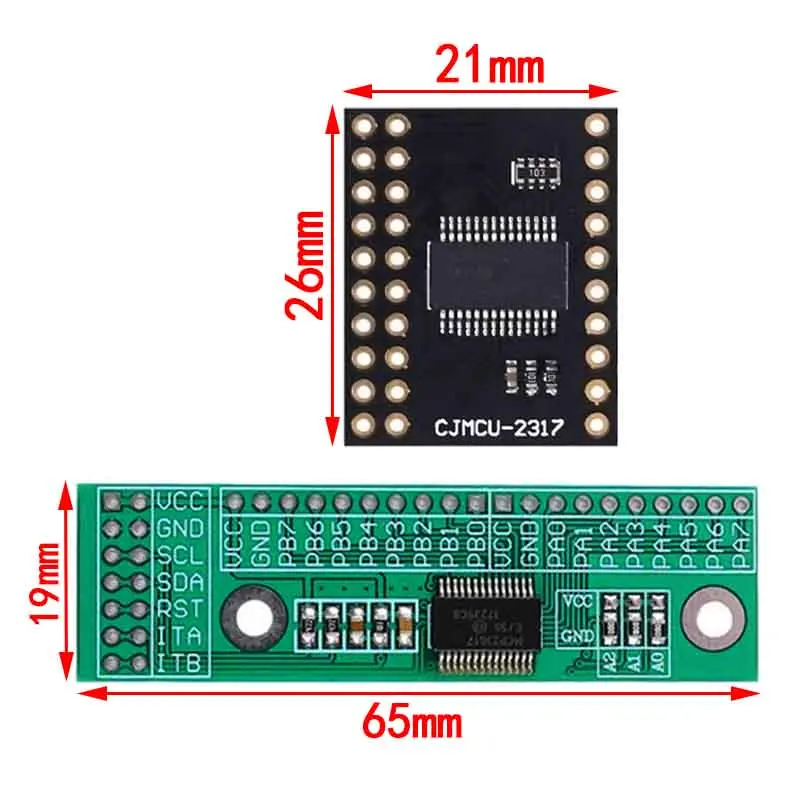 MCP23017 I2C Interface 16bit I/O Extension Module Pin Board IIC to GIPO Converter 25mA1 Drive Power Supply for Arduino and C51