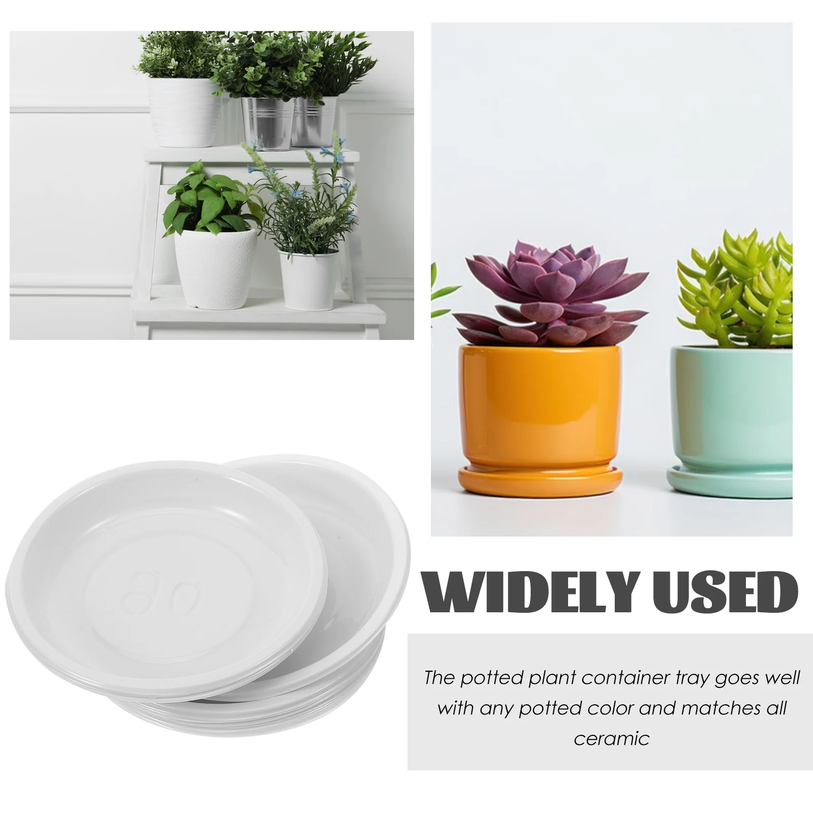 

10pcs Plastic Plant Saucer Tray Durable Water Catcher Flower Pot Trays Drip Drainage Container for Garden Plants