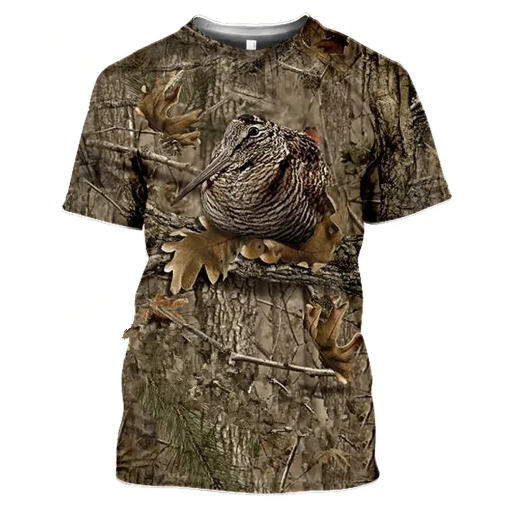 Summer Casual Men\'S T-Shirt Fashion Outdoor Quick-Drying Camo Hunting Wild Animal Wild Boar 3D Round Neck Short Sleeve T Shirt