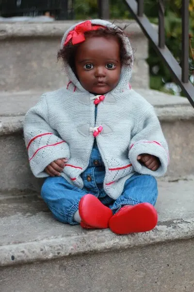 FBBD Customized Limited Supply 24inch Reborn Baby Ayana With Hand-Rooted Curly Black Hair Dark Skin Already Finished Doll