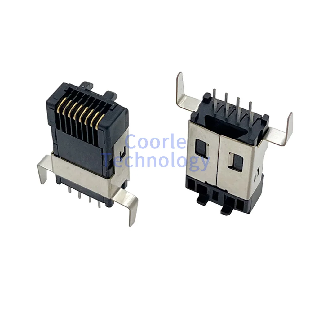 5/10PCS RJ45 Connector 8P8C Long Body PCB Board Male Shielded DIP Plug-in Network RJ45 Black Modular Plug