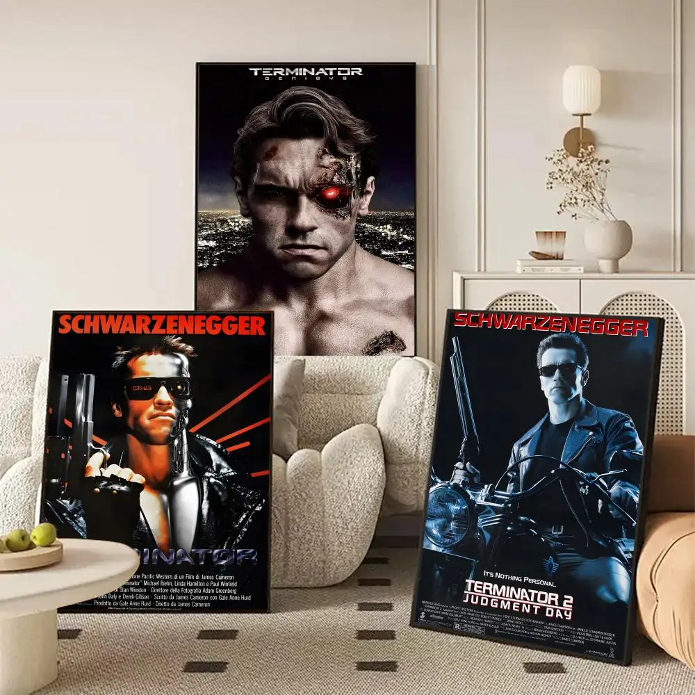 Movie The T-Terminator Poster Waterproof Self-Stick Wall Art Stickers, Removable Wall Decor for Living Room and Bedroom