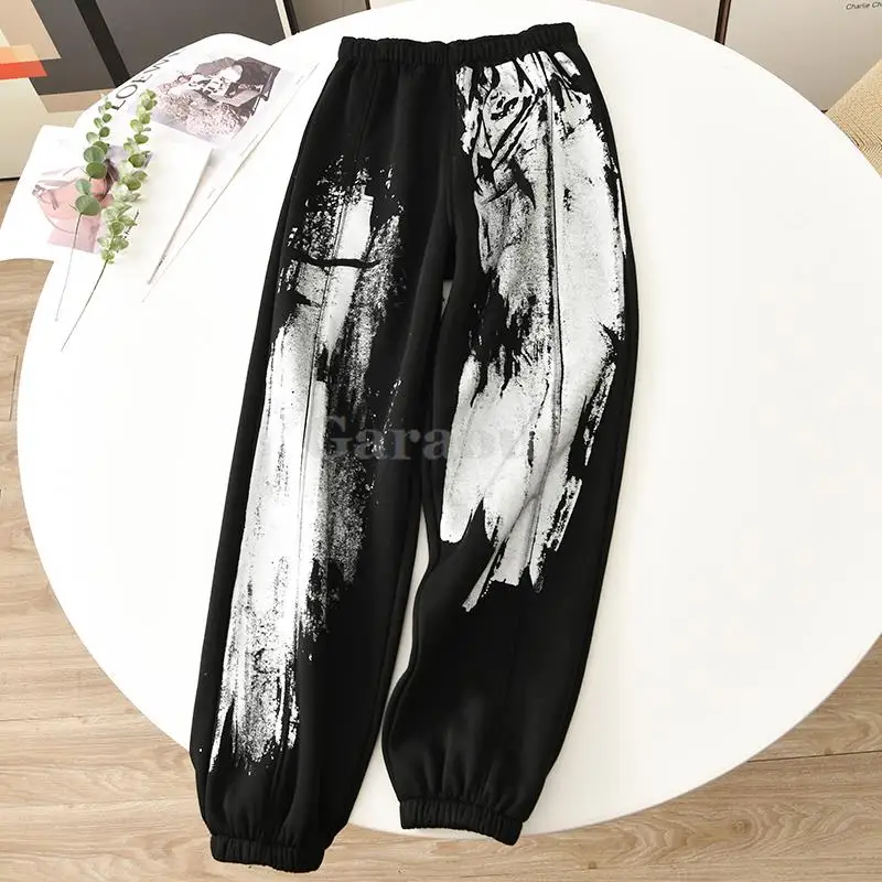 Garaouy 2024 Spring Women O Neck Long Sleeve Irregular Foil Sweatshirt+Elastic High Waist Sweatpants Female Loose Tracksuit Set