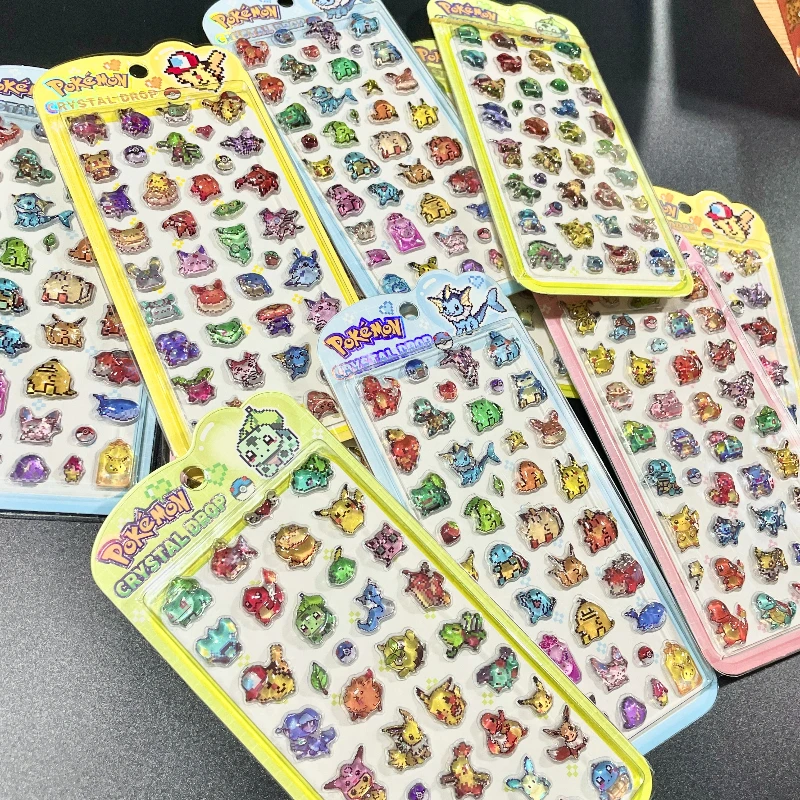 Pokémon Crystal Drop 3D Glitter Stickers - Cute Anime Epoxy Decals for Laptop Water Bottle Phone Case Journal Decor - view 4
