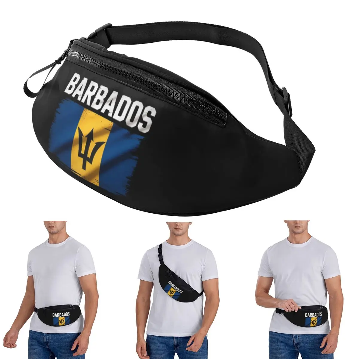 

Crossbody Waist Bag Barbadian Heart For Real Bajans Barbados Flag Men Women Fanny Pack Traveling Running Money Phone Pouch