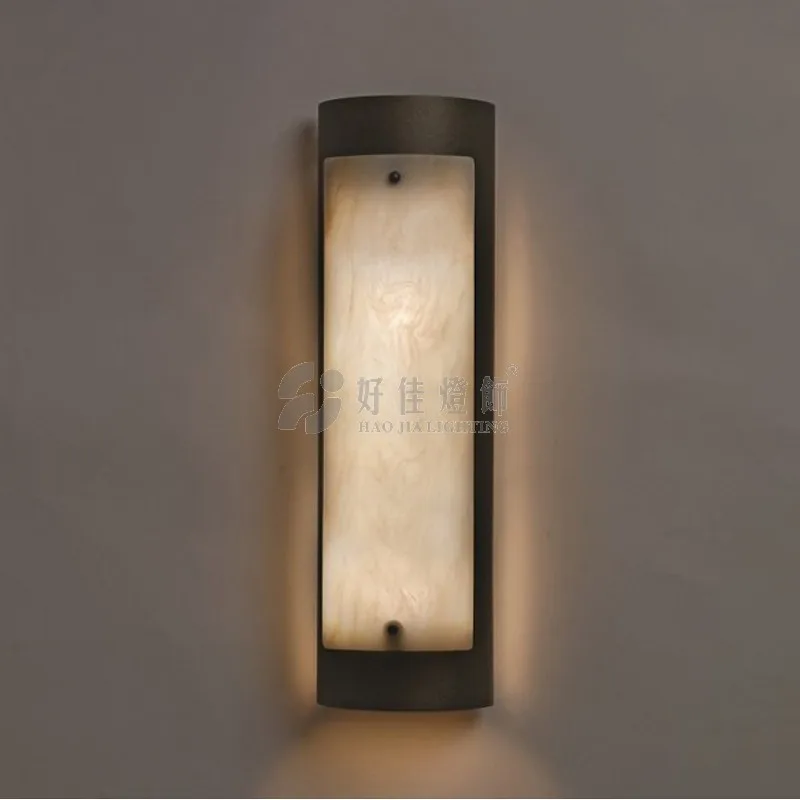 

New Chinese style living room high-end background wall zen decorative wall lamp bedroom bedside lamp hotel stairs imitation marb