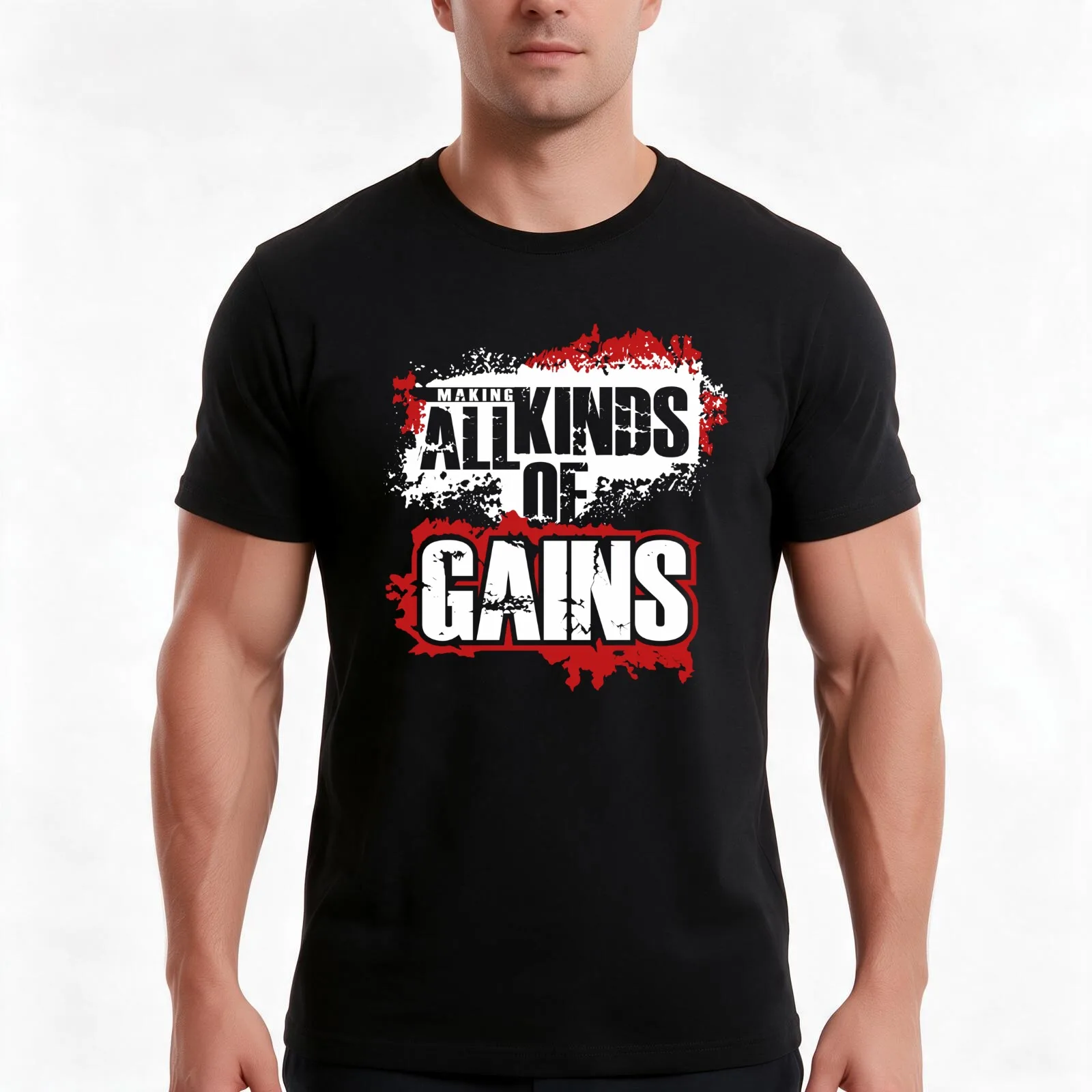 Kinds All Of Gains T-Shirt, Summer Casual Cotton Tee, Oversized Streetwear Tops, Vintage Graphic Print, Loose Fit Short Sleeve