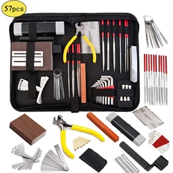 16/57/74pcs Guitar Tool Kit with Carry Bag Repair Tools String Action Ruler Luthier File Guitar Bridge Pins for Guitar Ukulele