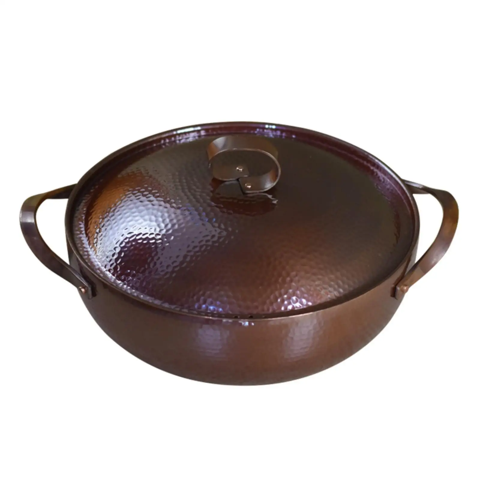Handmade Copper Pot for Hot Pot Cooking Boiling Stew with Lid for Camp Stove Outdoor Gathering Use