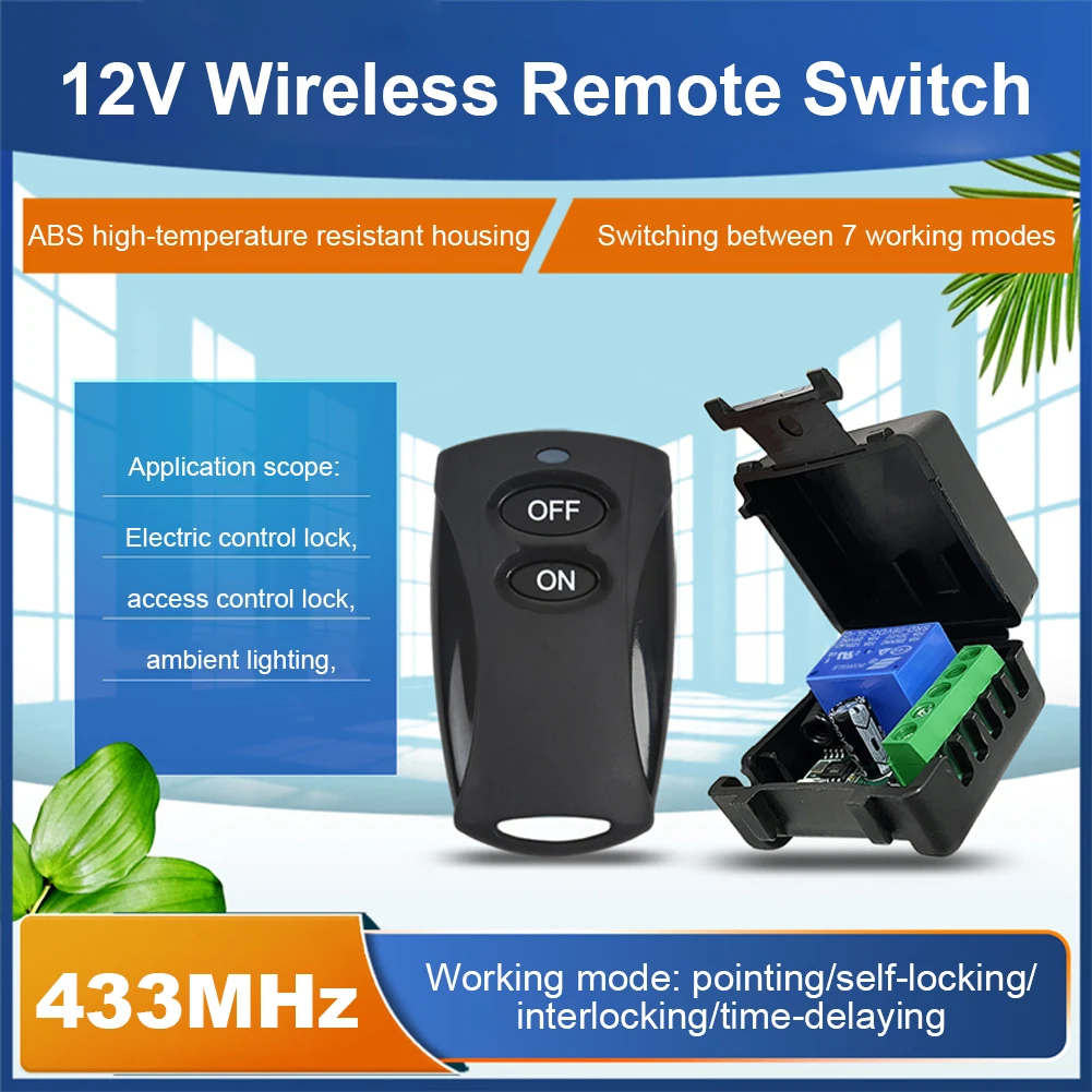 433 ميجا هرتز التحكم عن بعد التبديل 10A تيار مستمر 12 فولت اللاسلكية التتابع استقبال لاسلكي للتحكم عن بعد التبديل ل LED الباب قفل الكهرومغناطيسي