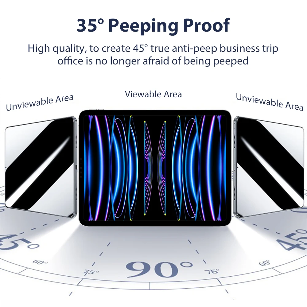 아이패드용 프라이버시 유리, 아이패드 프로 13, 11, M4, 2024, 12.9, 10, 9, 10, 9 세대, 에어 5, 4, 3, 2, 8, 7 세대, 미니 6 용 스크린 보호대