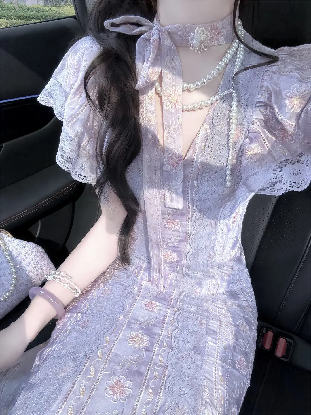 Women Retro Floral Print Dress V Neck Slim Fitted Long Skirt Cotton Blend Elegant Casual Summer Dresses