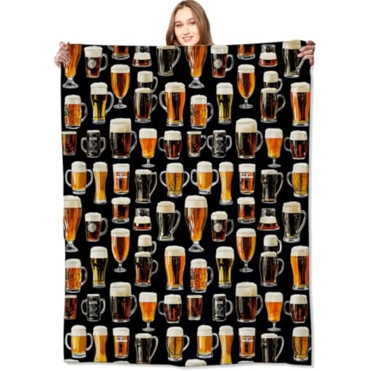 

Флисовое одеяло с принтом очков для пива, мягкое, уютное, легкое одеяло с рисунком пивных кружек для дивана, кровати, декора бара