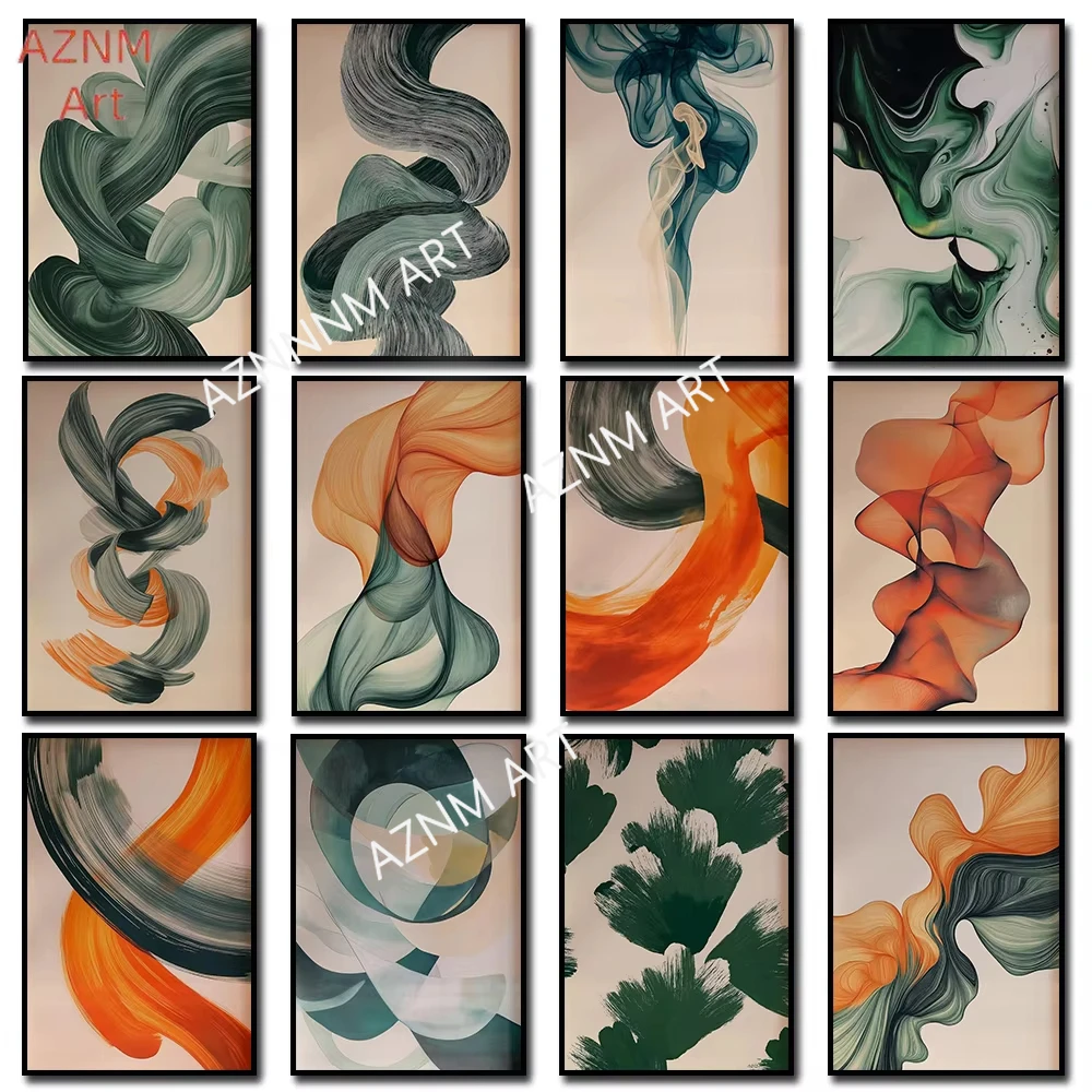 Sage Green Burnt Orange Modern Wall Art Poster, Medieval Modern Wall Art Printed Poster, Home Wall Decoration Gift, Frameless