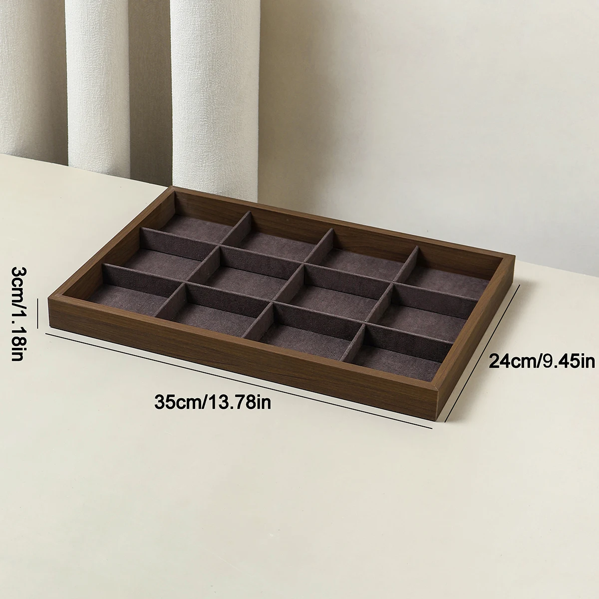 صينية مجوهرات مكونة من 12 حجرة من خشب الجوز الأسود، رف عرض الأساور/السوار، برج المجوهرات، مناسبة لتخزين المجوهرات