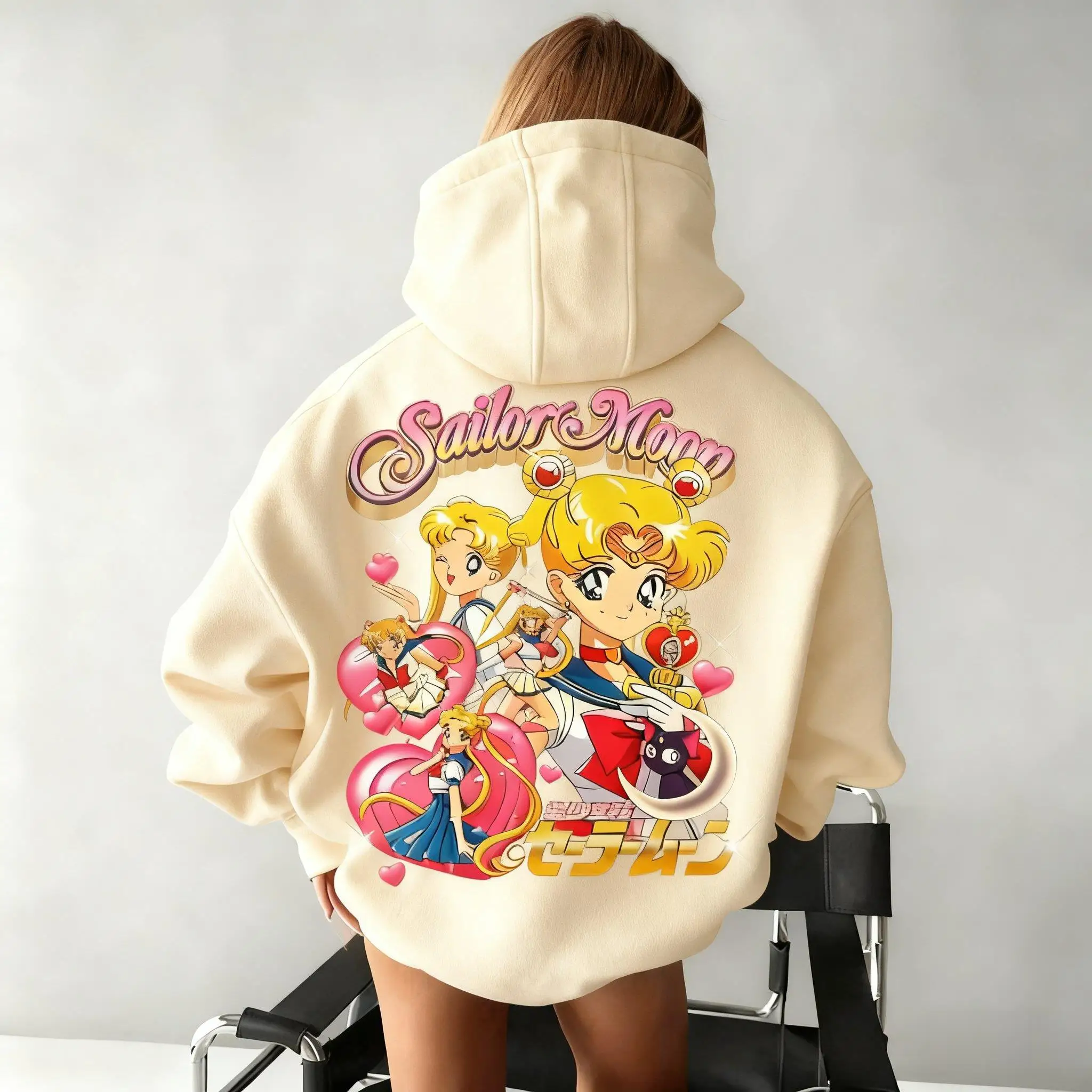 Sailor Moon Oversized Hoodie Mannen Vrouwen Sweatshirt Anime Print Casual Streetwear Cosplay Jas Lente Herfst Y2k Tops