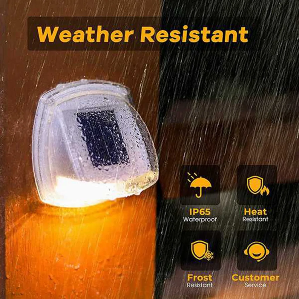 4Pack Solar Fence Lights Outdoor Waterproof 8 LEDs Outdoor Wall Lights Solar Powered Deck Light Decorative Warm Light