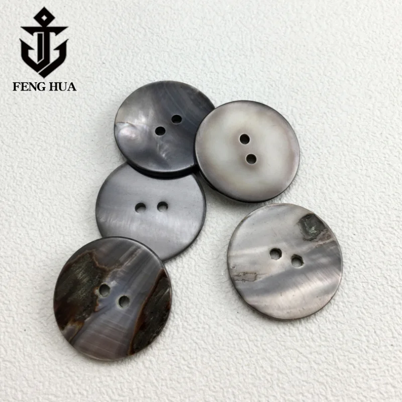 10PC Natural Black Mother of Pearl Shell Grey Round 2-holes Flatback Button DIY Suit Cufflinks Invitation Scrapbook Sewing Decor