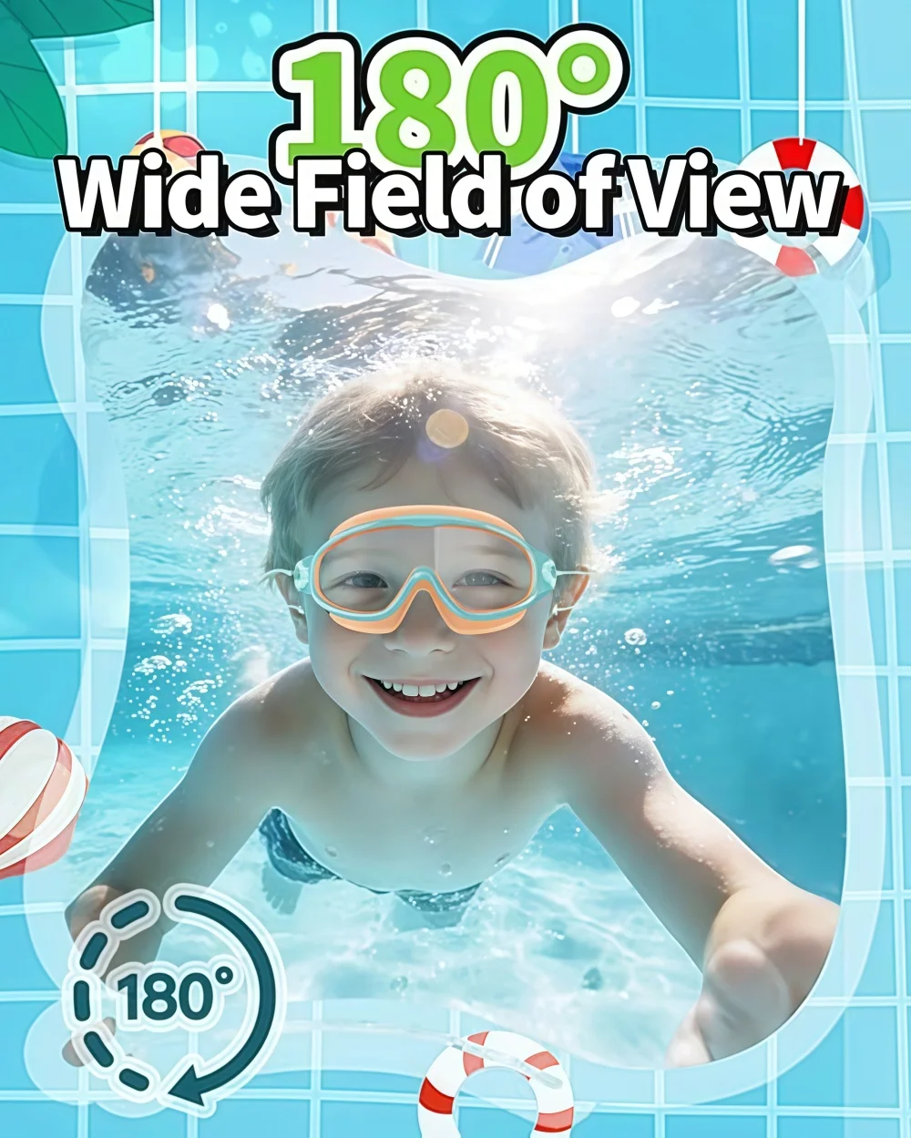 Kids Swim Goggles with Swim Cap, Anti Fog UV Protection Wide View Youth Swim Goggles for Boys Girls 6-14 view 2