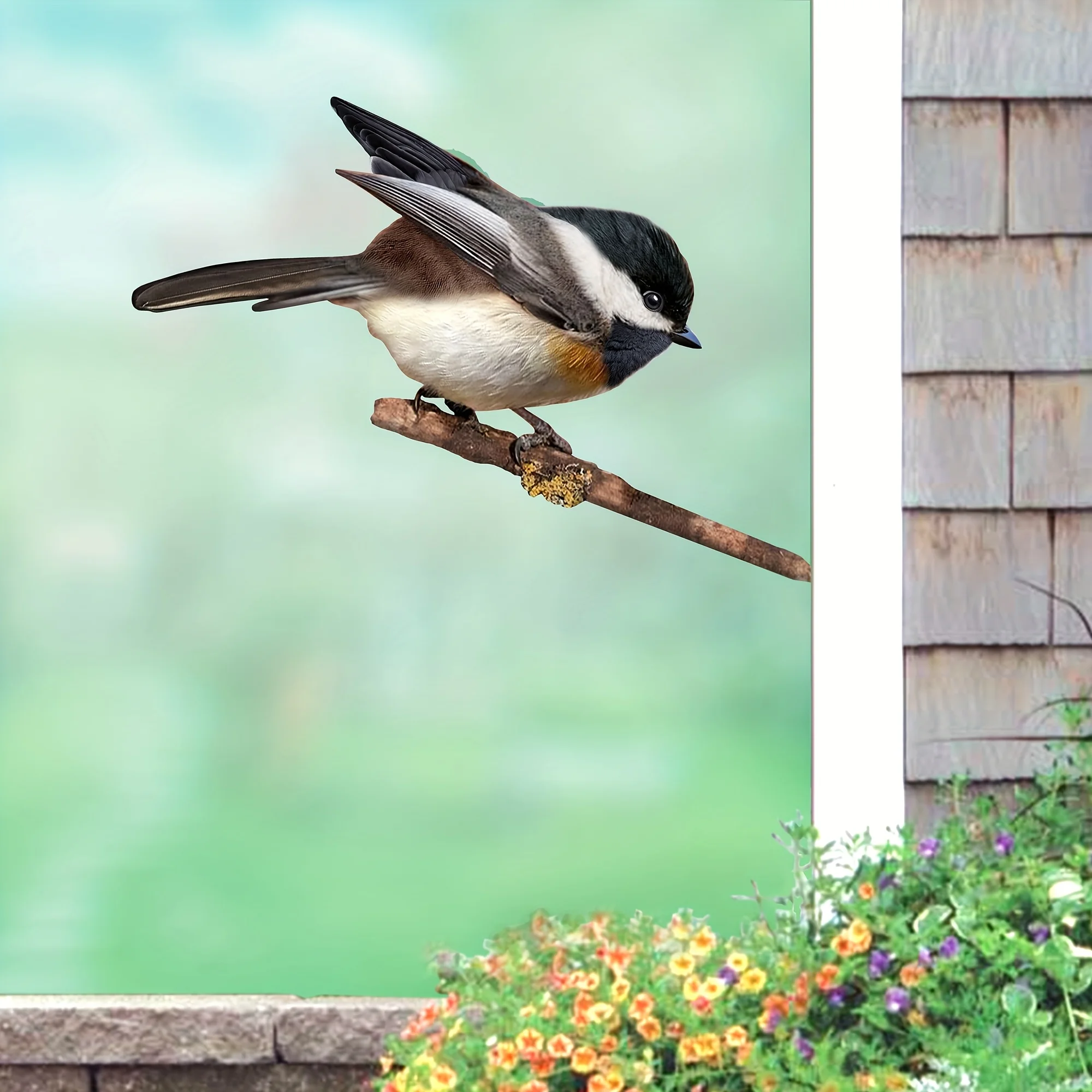 1pc Garden Tree Decoration Bird, Double-sided Colorful Metal Bird, Outdoor Wall Decoration, House Decoration