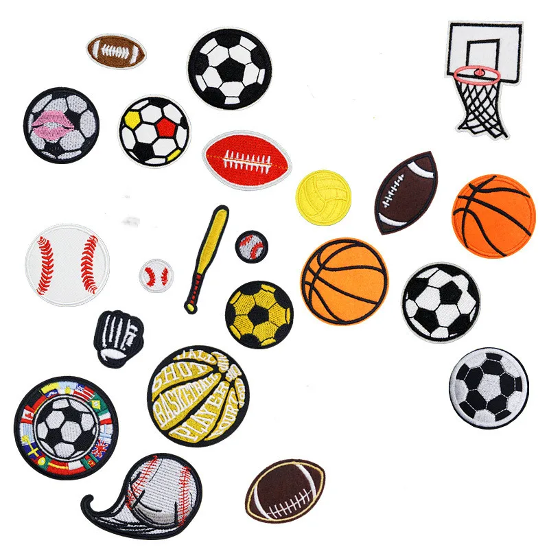 1 piece Iron On Basketball Football Volleyball Golf Baseball Stickers Cartoon Sport Ball Patches Clothing Sewing Appliuqe Badge