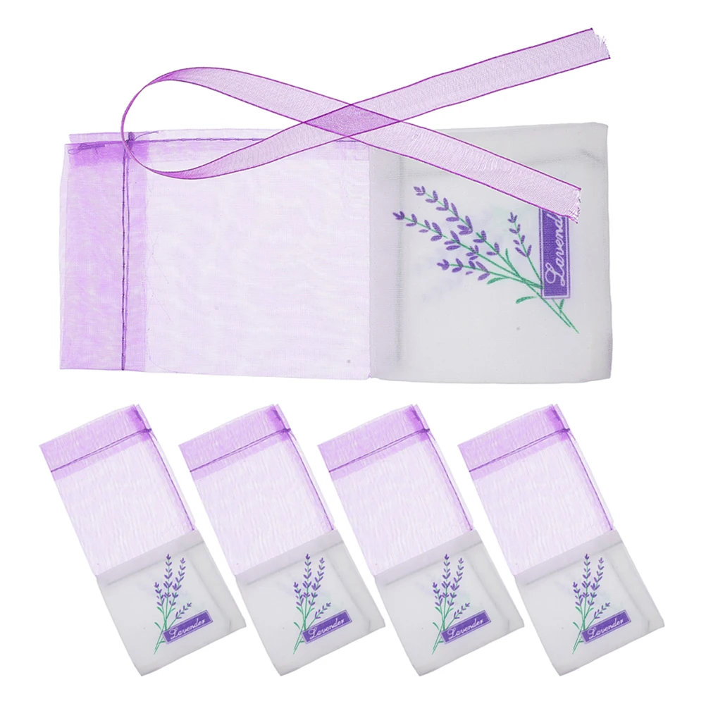

5 Pcs Lavender Sachet Bags Empty Purple Gauze Drawstring Home Aromatic Wardrobe Decor Dried Flower Herb Packing Mesh Organza